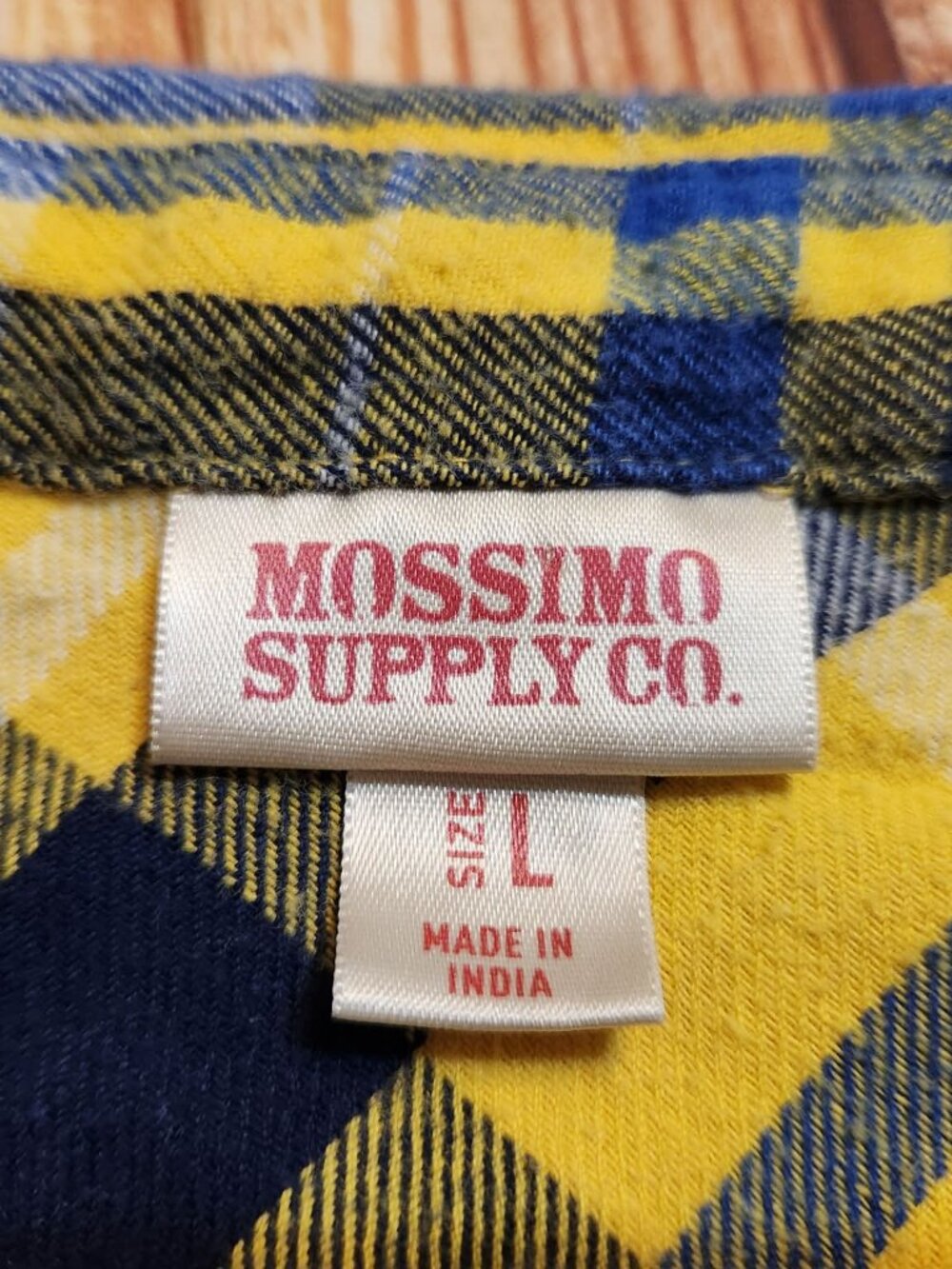 Mossimo Juniors Large Yellow Blue Plaid Flannel Shirt Western Pearl Snap Cowgirl - Picture 3 of 7